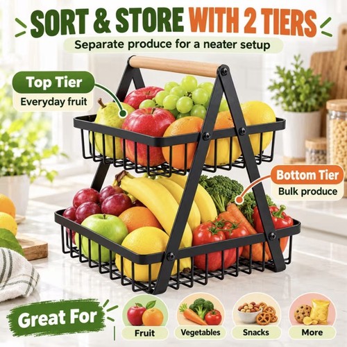 Tier fruit basket - fruit, black