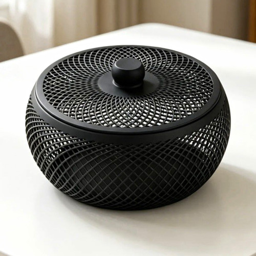 Black round metal mesh fruit - mesh,