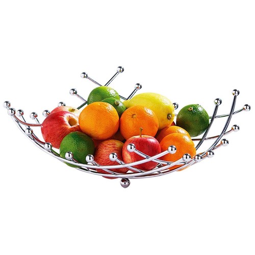 Chrome metal fruit basket bowl - fruit,
