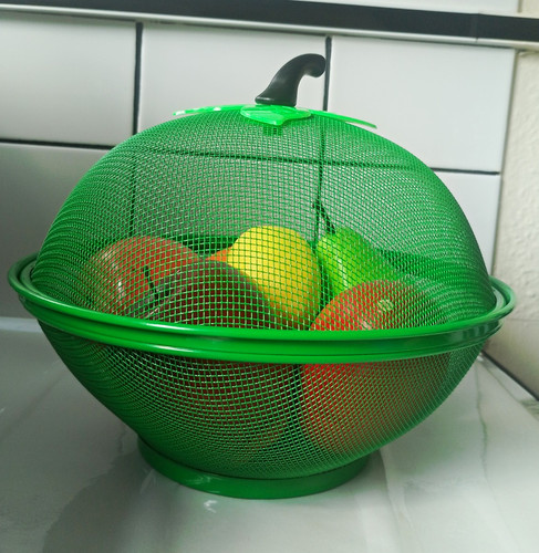 Green round metal mesh fruit - green, &