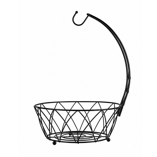 Black iron banana holder fruit - black,